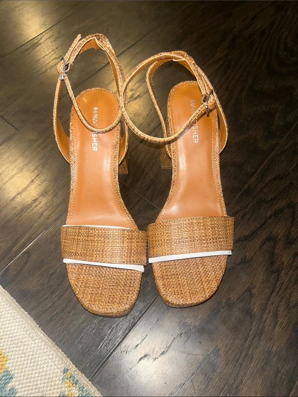 Marc Fisher Tan Woven Platform Sandals
